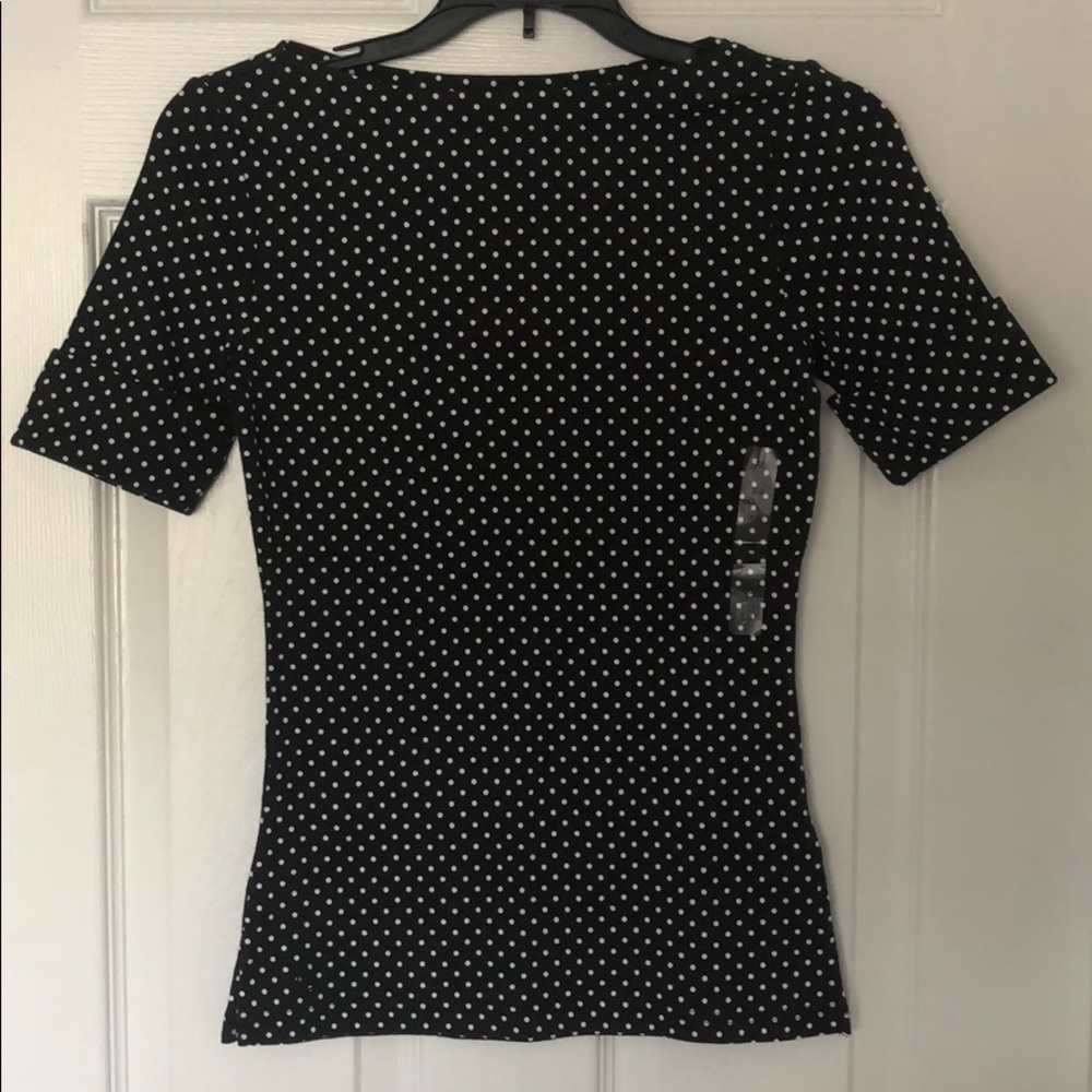 Ralph Lauren Boatneck Polk Dot Short Sleeve Top XS